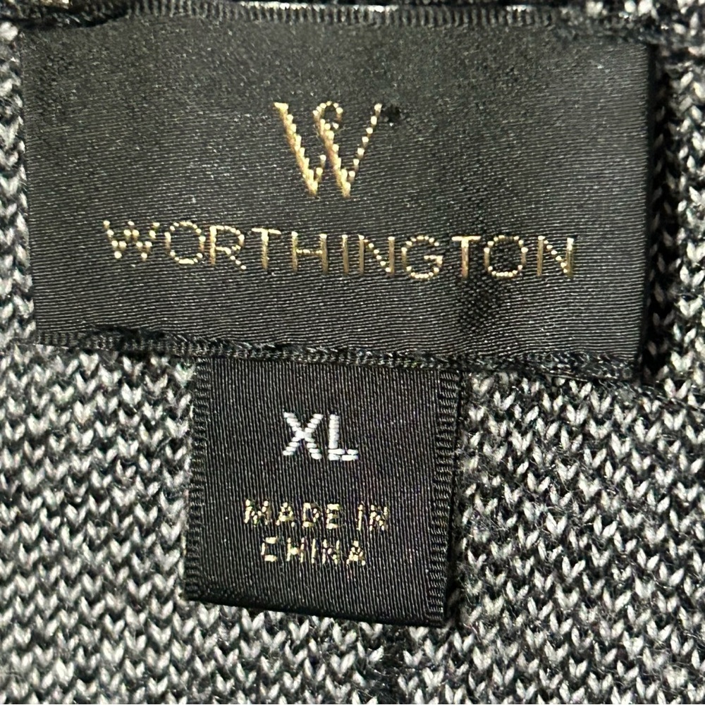 Worthington Black White Plaid Sweater Drop Shoulders 3/4 Sleeves - Extra Large - Picture 4 of 8